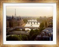 Bridges over the Seine River, Paris Sepia 2 Fine Art Print