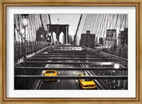 Taxi on Brooklyn Bridge, NYC Fine Art Print