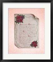 Corinthians 13:4-8 Love is Patient - Rose Border Pink Fine Art Print