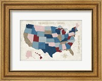 USA Modern Vintage Blue Fine Art Print