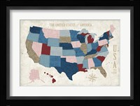 USA Modern Vintage Blue Framed Print