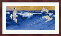 Seagulls with Gold Sky Fine Art Print