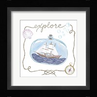 Ship in a Bottle Explore Framed Print
