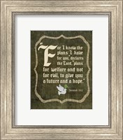 Jeremiah 29:11 For I know the Plans I have for You (White Dove) Fine Art Print