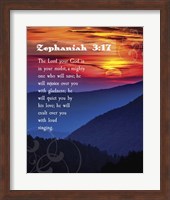 Zephaniah 3:17 The Lord Your God ( Mountains with Motif) Fine Art Print