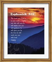 Zephaniah 3:17 The Lord Your God ( Mountains with Motif) Fine Art Print