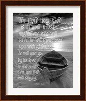Zephaniah 3:17 The Lord Your God (Beach Black & White) Fine Art Print