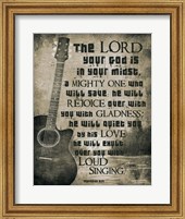 Zephaniah 3:17 The Lord Your God (Guitar Sepia) Fine Art Print
