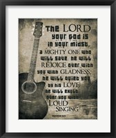 Zephaniah 3:17 The Lord Your God (Guitar Sepia) Fine Art Print
