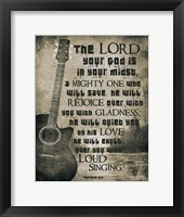 Zephaniah 3:17 The Lord Your God (Guitar Sepia) Fine Art Print