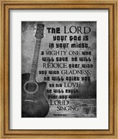 Zephaniah 3:17 The Lord Your God (Guitar Black & White) Fine Art Print