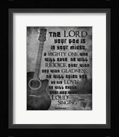 Zephaniah 3:17 The Lord Your God (Guitar Black & White) Fine Art Print