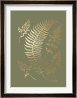 Gold Foil Ferns IV on Mid Green - Metallic Foil Fine Art Print
