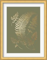 Gold Foil Ferns IV on Mid Green - Metallic Foil Fine Art Print