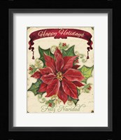 Happy Holidays - Pointsettia Framed Print