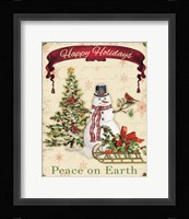 Happy Holidays - Snowman Framed Print