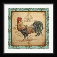 Cockadoodledoo - Aqua Border Framed Print