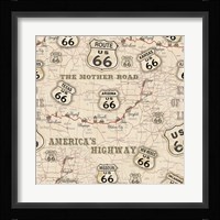 Route 66 Map Framed Print