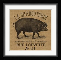 French Pig Burlap Fine Art Print