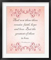 1 Corinthians 13:13 Faith, Hope and Love (Pink) Fine Art Print