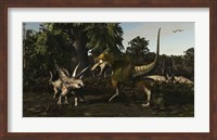 Bistahieversor Attacking a Pair of Pentaceratops Fine Art Print