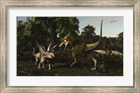 Bistahieversor Attacking a Pair of Pentaceratops Fine Art Print
