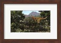 A Protofeathered Lythronax comes upon a Pair of Diabloceratops Fine Art Print
