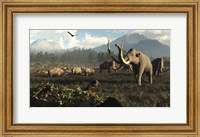Columbian Mammoths And Bison Roam The Ancient Plains Of North America Fine Art Print