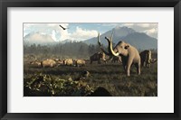 Columbian Mammoths And Bison Roam The Ancient Plains Of North America Fine Art Print