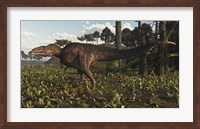 Acrocanthosaurus Dinosaur Roaming A Cretaceous Landscape Fine Art Print