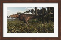 Acrocanthosaurus Dinosaur Roaming A Cretaceous Landscape Fine Art Print