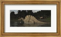 Spinosaurus Hunting For Fish In A Lake Fine Art Print