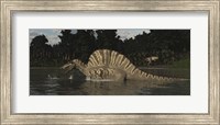 Spinosaurus Hunting For Fish In A Lake Fine Art Print