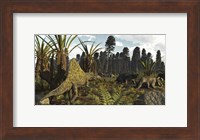 A Triassic Scene With The Sailback Arizonasaurus And Some Dicynodonts Fine Art Print