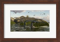 Tanystropheus Fishes From The Rocks Fine Art Print