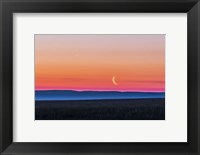 Moon and Venus rising over the flat prairie horizon of Alberta, Canada Fine Art Print