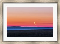 Moon and Venus rising over the flat prairie horizon of Alberta, Canada Fine Art Print