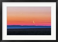 Moon and Venus rising over the flat prairie horizon of Alberta, Canada Fine Art Print