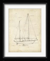 Sailboat Blueprint VI Framed Print
