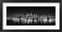 Illuminated  Manhattan Skyline, New York City Framed Print
