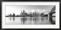 Sydney Harbour Bridge and skylines at dusk, Sydney, New South Wales, Australia Fine Art Print