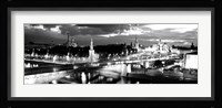 City lit up at night, Red Square, Kremlin, Moscow, Russia BW Fine Art Print