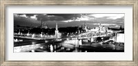 City lit up at night, Red Square, Kremlin, Moscow, Russia BW Fine Art Print