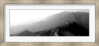High angle view of the Great Wall Of China, Mutianyu, China BW Fine Art Print