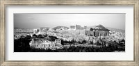 High angle view of buildings in a city, Acropolis, Athens, Greece BW Fine Art Print