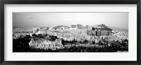 High angle view of buildings in a city, Acropolis, Athens, Greece BW Fine Art Print