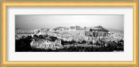 High angle view of buildings in a city, Acropolis, Athens, Greece BW Fine Art Print