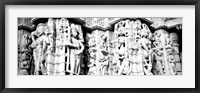 Sculptures carved on a wall of a temple, Jain Temple, Ranakpur, Rajasthan, India BW Fine Art Print