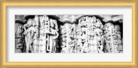 Sculptures carved on a wall of a temple, Jain Temple, Ranakpur, Rajasthan, India BW Fine Art Print