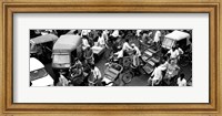 High angle view of traffic on the street, Old Delhi, Delhi, India BW Fine Art Print